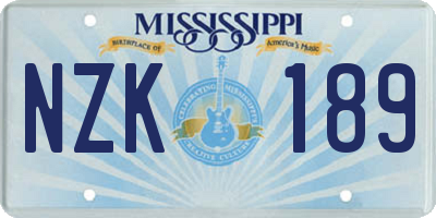 MS license plate NZK189