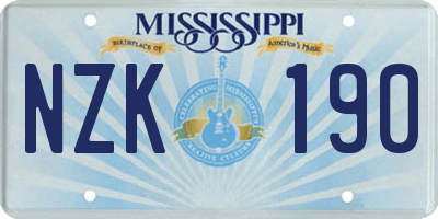 MS license plate NZK190
