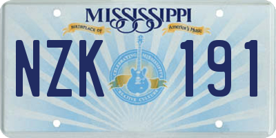 MS license plate NZK191