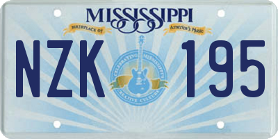 MS license plate NZK195