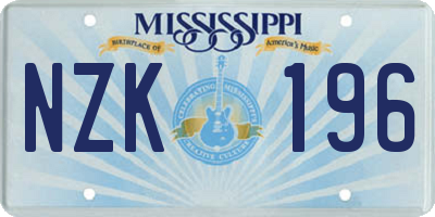 MS license plate NZK196