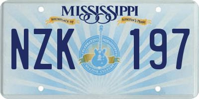 MS license plate NZK197