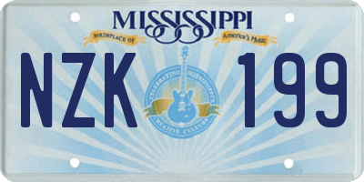 MS license plate NZK199