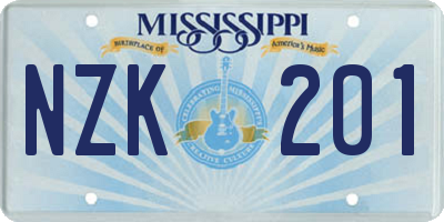MS license plate NZK201