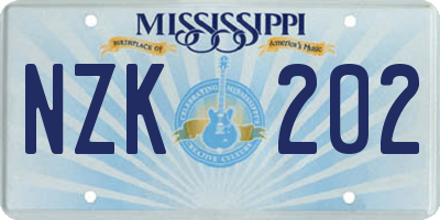 MS license plate NZK202