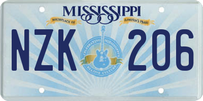 MS license plate NZK206