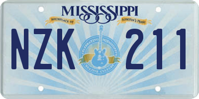 MS license plate NZK211
