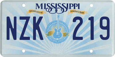 MS license plate NZK219