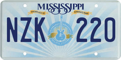 MS license plate NZK220