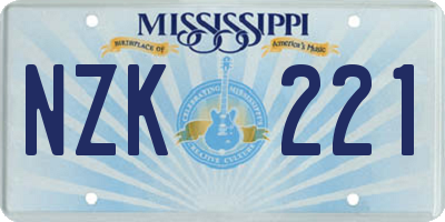 MS license plate NZK221
