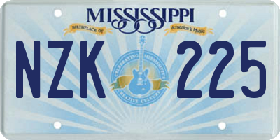 MS license plate NZK225