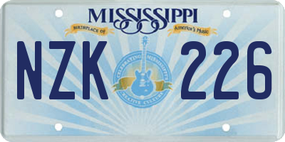 MS license plate NZK226