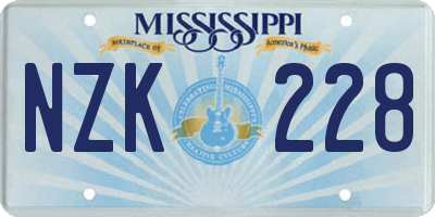 MS license plate NZK228