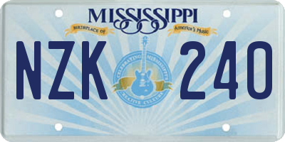 MS license plate NZK240