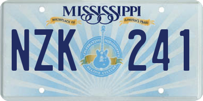 MS license plate NZK241