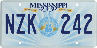 MS license plate NZK242