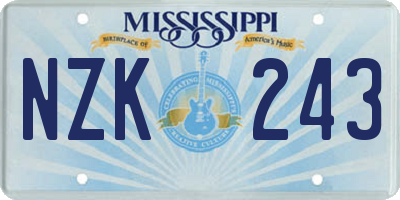 MS license plate NZK243