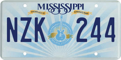 MS license plate NZK244