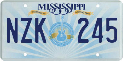 MS license plate NZK245