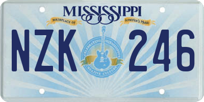MS license plate NZK246