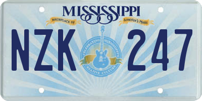 MS license plate NZK247