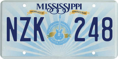 MS license plate NZK248