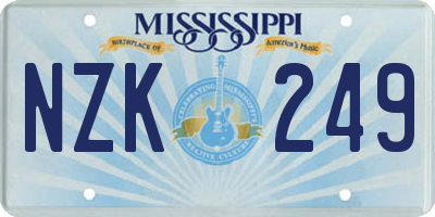 MS license plate NZK249