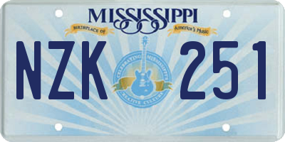 MS license plate NZK251