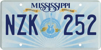 MS license plate NZK252