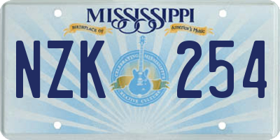 MS license plate NZK254