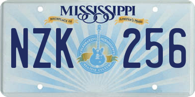 MS license plate NZK256