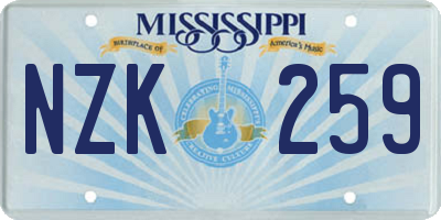 MS license plate NZK259