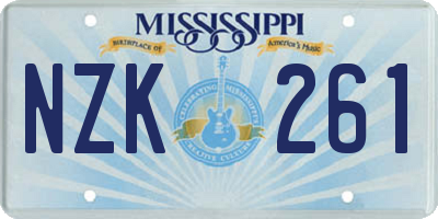 MS license plate NZK261