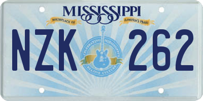 MS license plate NZK262