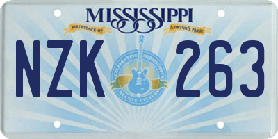 MS license plate NZK263