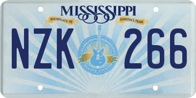 MS license plate NZK266