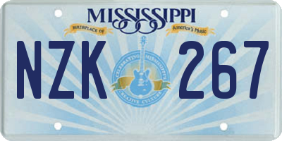 MS license plate NZK267