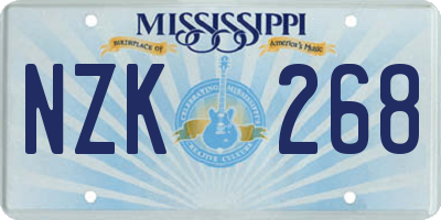 MS license plate NZK268