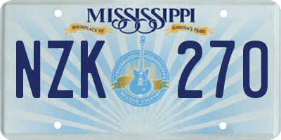 MS license plate NZK270
