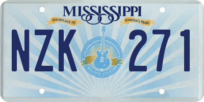 MS license plate NZK271