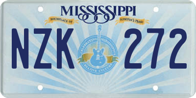 MS license plate NZK272