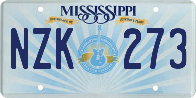 MS license plate NZK273
