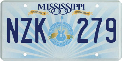 MS license plate NZK279