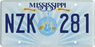 MS license plate NZK281
