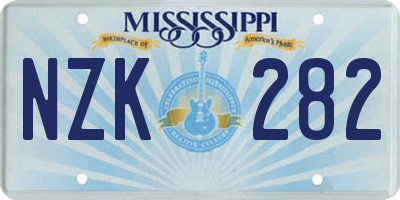MS license plate NZK282