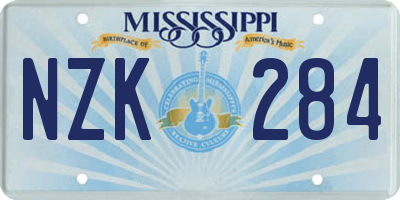 MS license plate NZK284