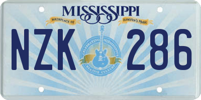 MS license plate NZK286