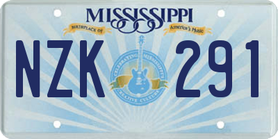 MS license plate NZK291