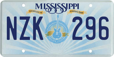 MS license plate NZK296