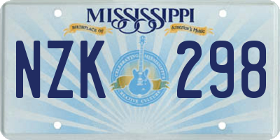MS license plate NZK298